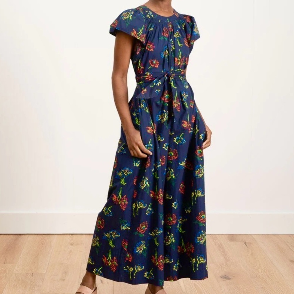 EUC Ulla Johnson Coralie Wide Leg Jumpsuit Navy Floral XS - Small Retail $345.00